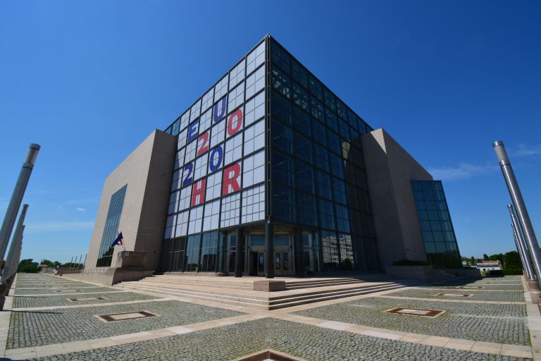 Outside of the National and University library in Zagreb