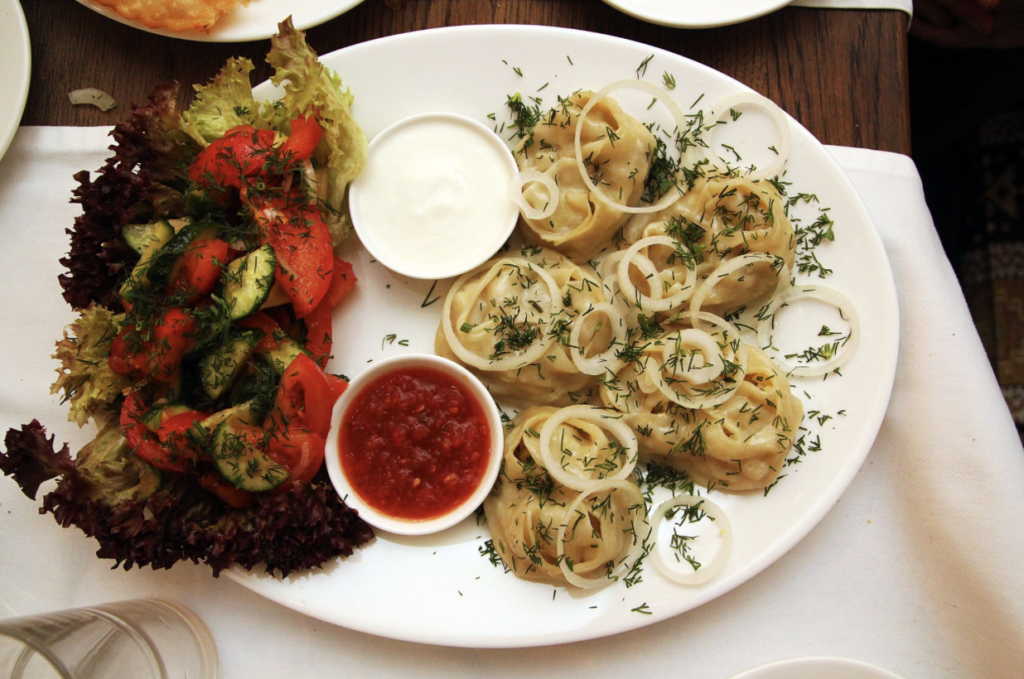 A Crimean dish of manti, or dumplings. Musafir in Kyiv prepares traditional Crimean Tatar dishes and shares Tatar culture in other ways, through live music and events. Photo credit: Musafir/Kemal Seitveliyev